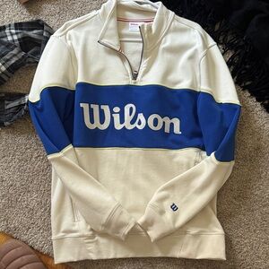 Wilson Men’s Cream and Blue Zip-Front Pullover